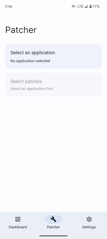 Select an application in ReVanced Manager